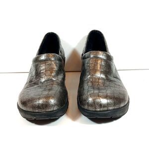 Nurse Mates Pillowtop Womens Bronze Croc Slip On Clogs Shoes Size 9M